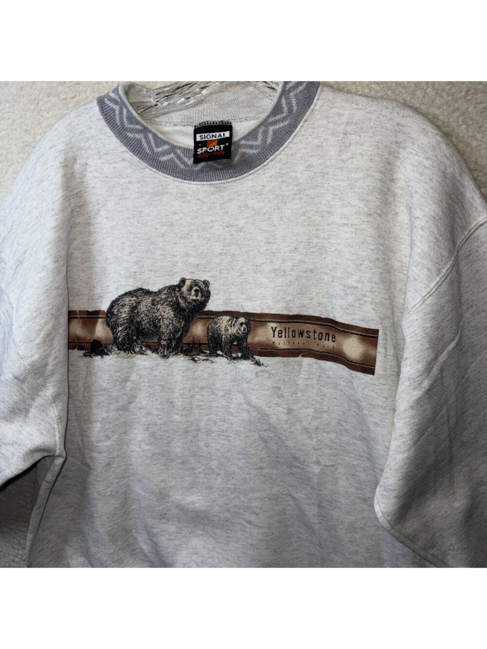 Vintage 90s Signal Sport Fifty-Fifty Yellowstone Sweatshirt Bears Size Large